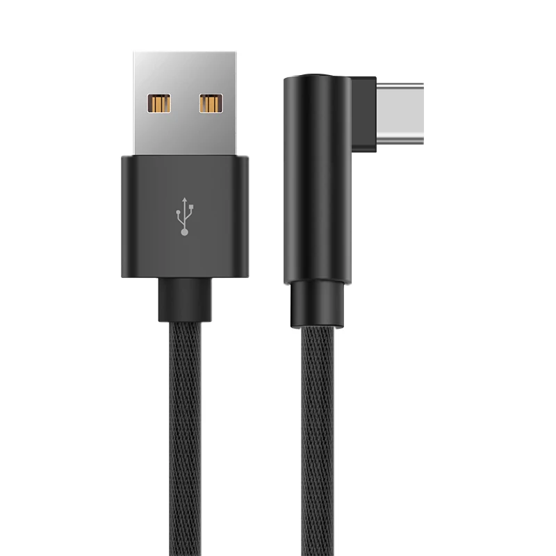 GUSGU 90 градусов usb type-C кабель для мобильного телефона 2A данных USB C зарядное устройство Шнур адаптер Тип c кабель для samsung S9 S8 Xiaomi Oneplus 6 - Цвет: Black