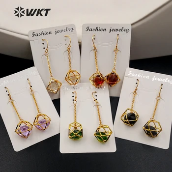 

WT-E395 WKT New Arrivals Earring Mysterious Geomatic Shape With Crystal Inside Drop Earring For Women Fashion Decoration Earring