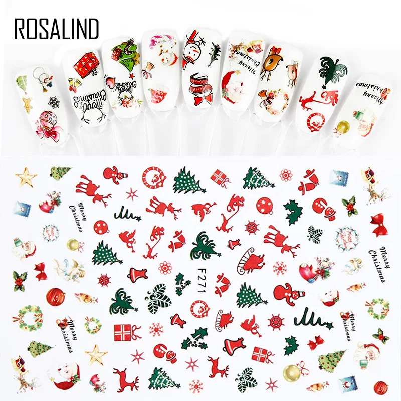 ROSALIND наклейки для ногтей художественная наклейка 1 шт. Рождественская Лента