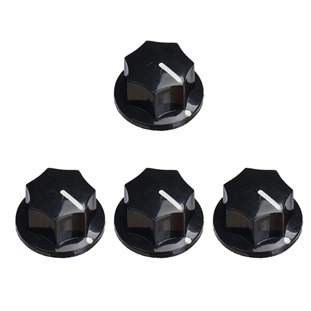 4Pcs 20x11mm Guitar Effect Pedal Knob Cap Cover Heptagon For Guitar Tone Volume Control Button Replacement  Accessories Black