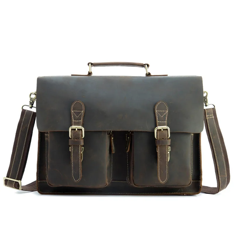

Handle Suitcase Men Briefcase Male Genuine Leather Messenger Bag Anti Theft 15.6 Inch Laptop Portfolio Handbag Man Shoulder Bag