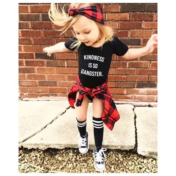 

Kindness Is So Gangster Child T Shirts Children's Clothing Tops Tees Short Sleeved Kids Boys Girls T Shirts Letter Print Tees