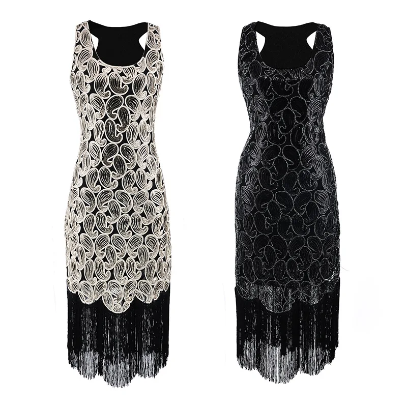 Spring Autumn Black Sleeveless Sequins Dress 2018 Sexy Bodycon Sheath Gold Pattern O-Neck Party Dresses Nightclub Vestidos (2)