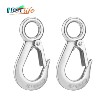

2PCS 0.5T 304 Stainless Steel Round Eye Lifting Snap Hook cargo snap hook crane hook marine rigging hardware accessories