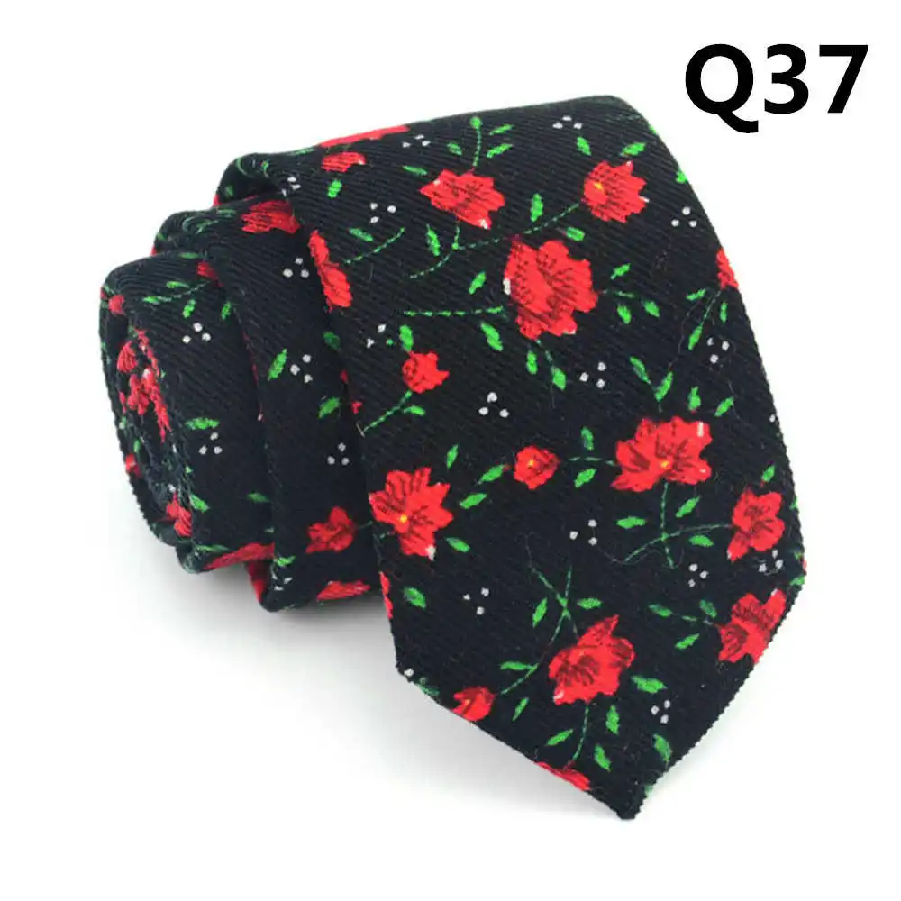 Высококачественный мужской галстук, цветочный свадебный деловой галстук, аксессуары для костюма, галстук с цветочным узором, хлопковый галстук, FR18687 - Цвет: Q37