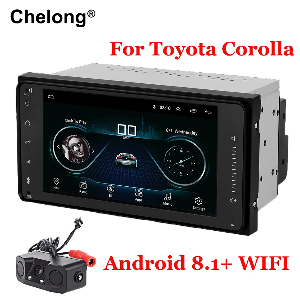 Beste Android 8.1 Dubbel din auto Radio Voor Toyota Terios Oude Corolla Camry wifi Bluetooth GPS Navigatie Universele radio Capacitieve