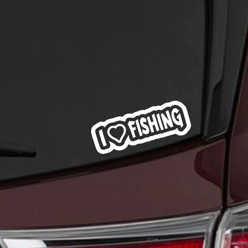 YJZT 12 см * 4 3 I LOVE HEART FISHING модная виниловая Автомобильная наклейка наклейки черные
