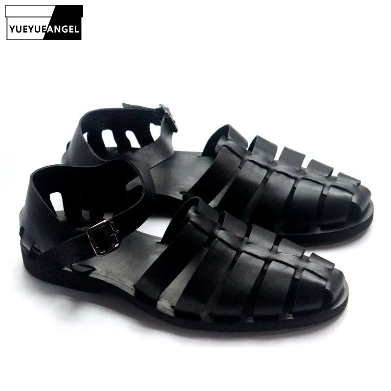 Italian Classic Mens Summer Gladiator Beach Sandals Ankle Buckle Weave ...