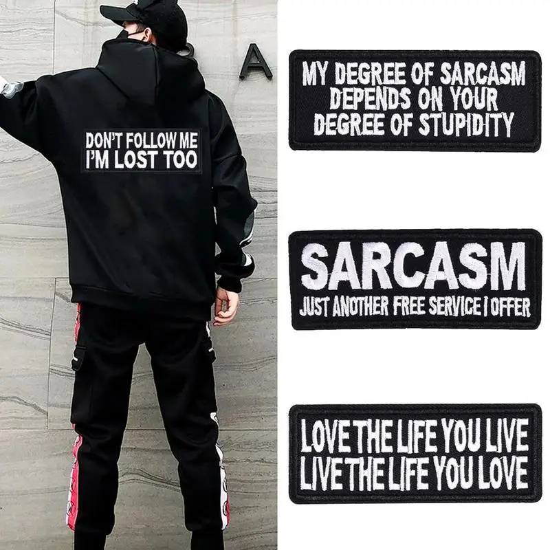 

DIY Black Written Words Patch Embroidered Cute Badges On Kids Patches For Clothes Stickers Badge