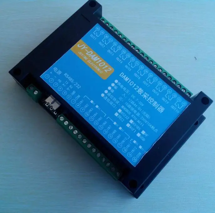 

10DI 2AI Digital Analog inputs, 10 relay outputs modbus ASCII RTU Din Rail, USB RS485 RS232 Wifi Ethernet Optional