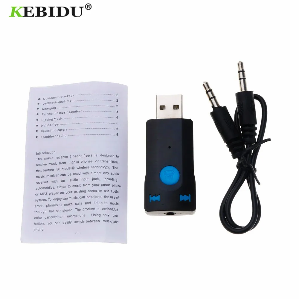 USB-приемник kebidu беспроводной адаптер Bluetooth 4 1 аудиоприемник 3 5 мм автомобильный