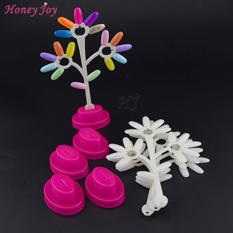 

Tree Shape 5pcs Palette+5pcs Stands False Nail Art Board Tips for 85 Colors UV Gel Polish Practice Design Foldable Natural