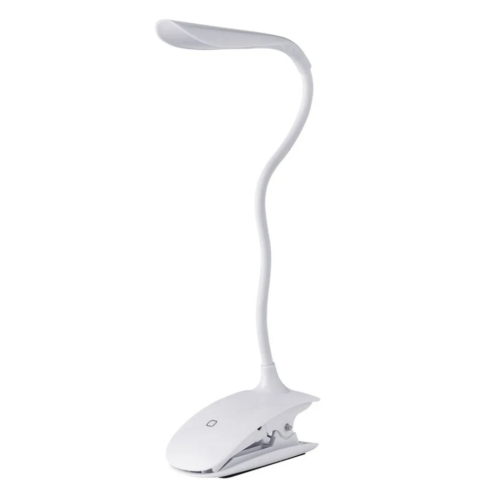 

Adjustable Bended White LED Desk Lamps with Clamp Clip ABS Rechargeable USB Energy Saving Touch Switch Table Lamps