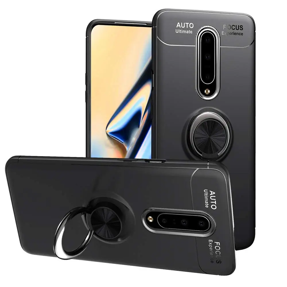 

Case for OnePlus 7 Pro Cover 360 Rotating Ring Kickstand Magnetic Car Mount Silicone Case for OnePlus 6T 6 Shockproof Cover