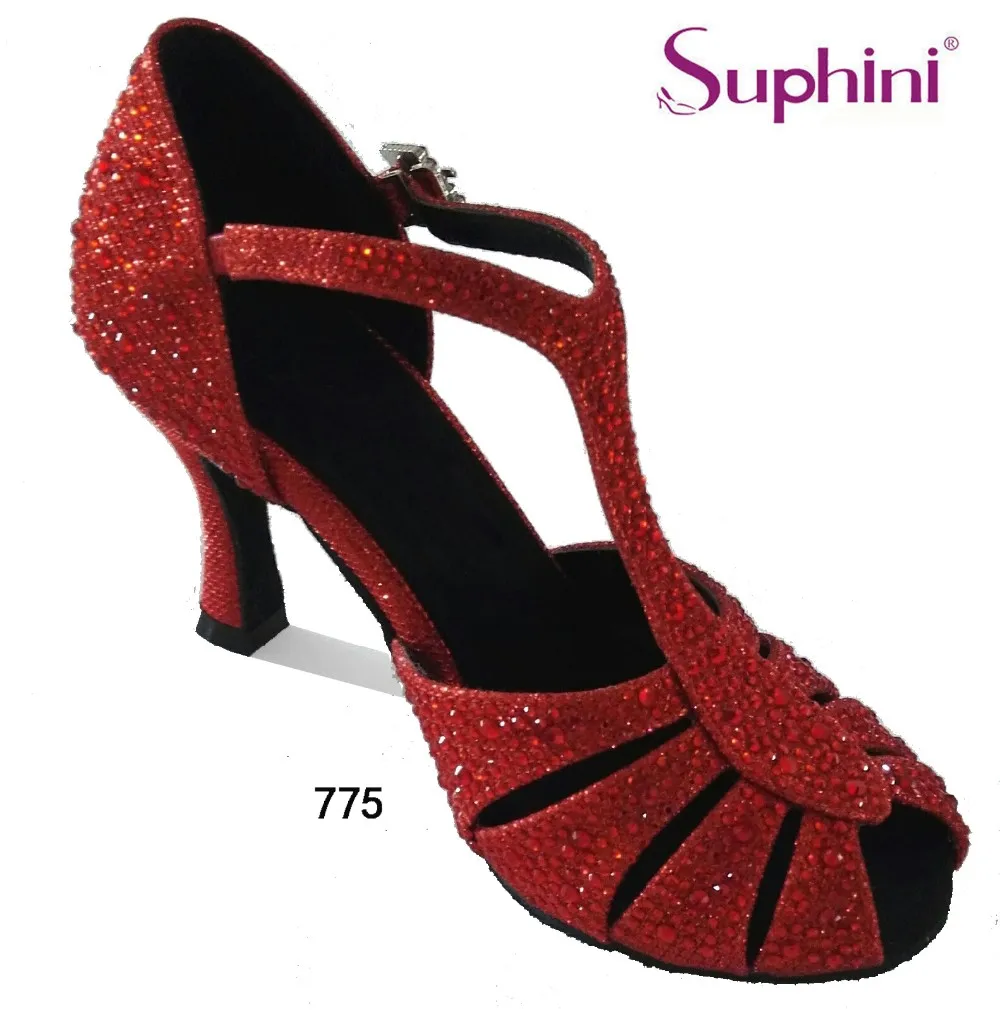 Free Shipping 2017 Red Cystal Red Latin font b Shoes b font Woman font b Salsa