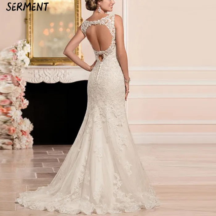 

Wedding Dress 2019 New Sexy Fishtail Wedding Dress Shoulder V-neck Water Soluble Lace Wedding Foreign Trade Fishtail