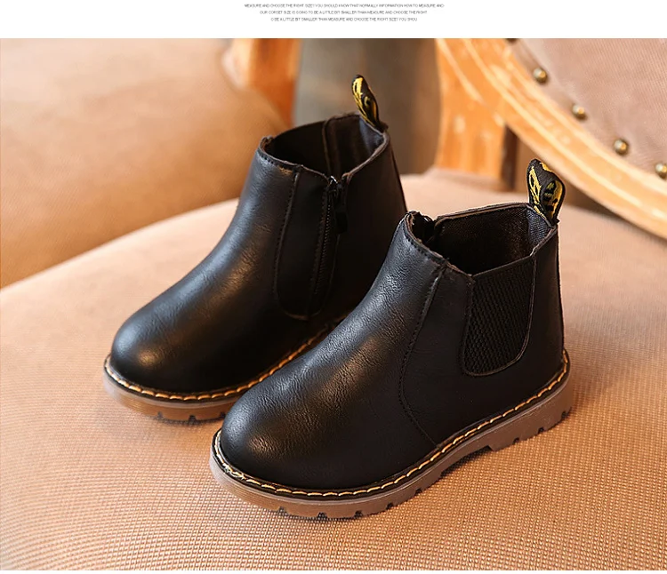 2018 Children Martin Boots Classic Style Plush Kids Boots Snow Pu Leather Warm Winter Shoes Rubber Falt Boys Girls Boots 569 (3)