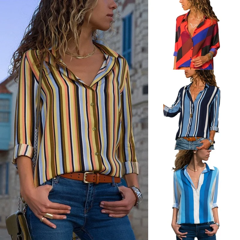 

Women Blouses 2019 Fashion Long Sleeve Turn Down Collar Office Shirt Chiffon Blouse Shirt Casual Tops Plus Size Blusas Femininas