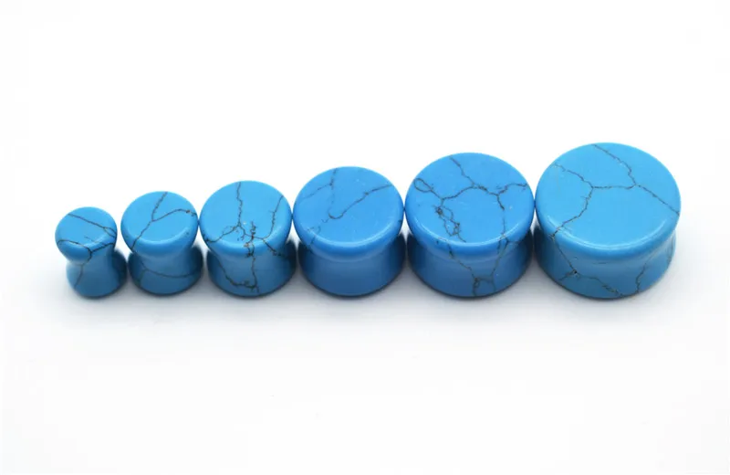 

1 PCS New Blue Organic Natural Polished Stone Ear Plugs Ear Expander 6MM 8MM 10MM 12MM 14MM 16MM Body Piercing Tunnels Jewelry