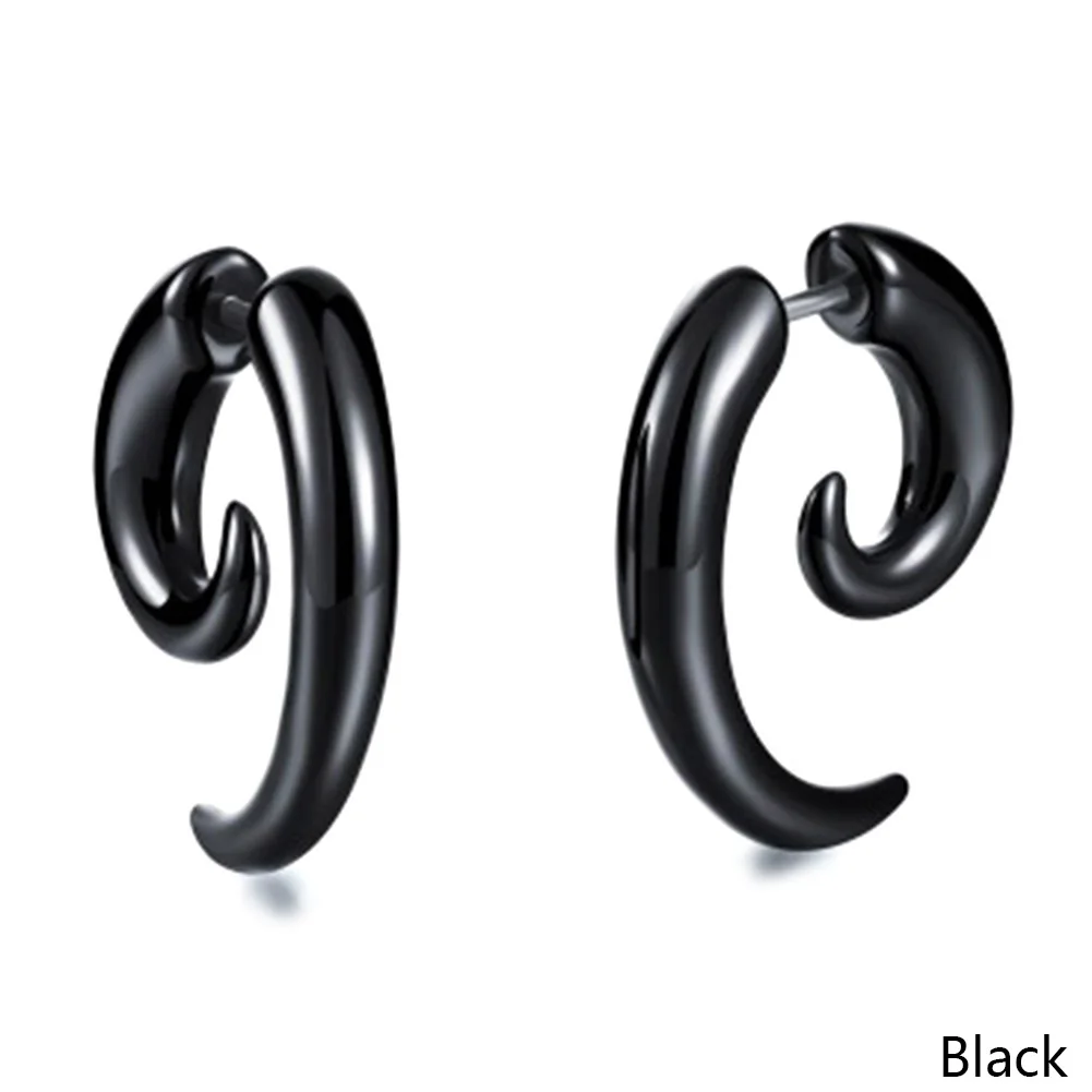 

Rock Punk Black Snail Earrings Horns Shape Men Personality Fashion Earrings Exaggerated Jewelry Not Allergic