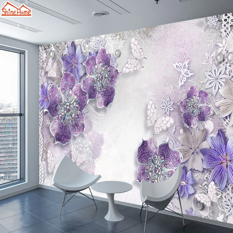 

ShineHome-Luxury Wallpapers for 3 d Living Room Dinning Wallpaper 3d Wall Paper Floral Mural Roll Background Home Decoration Art