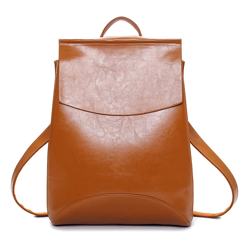 Brand Fashion Women Leather Backpack Solid Vintage School Bags for Girls black leather backpack mochilas mujer