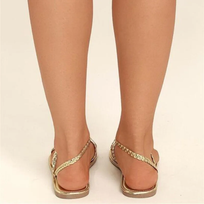 WHOSONG/женские босоножки; Летние вьетнамки; тканевая Повседневная пляжная обувь на плоской подошве; женские сандалии в римском стиле на низком каблуке; M58