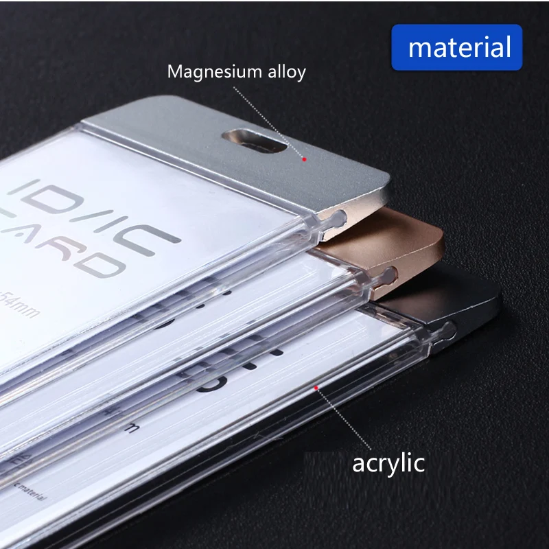 DEZHI-New Fashion ID IC Card Breakaway Badge Holder,Clear Badge Holder Work Card Without Lanyard,Acrylic with Metal Material