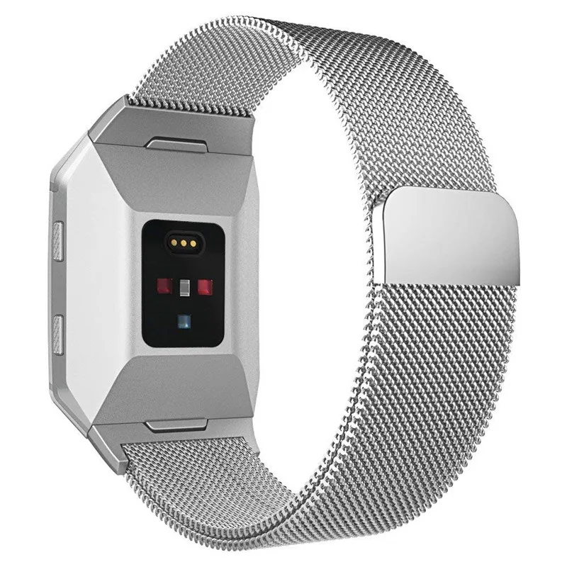 GXV Stainless Steel Milanese Magnetic Fitbit Ionic Replacement Sprot Strap Accessories for Ionic Fitbit Smart Watch Women Men - Цвет: Silver