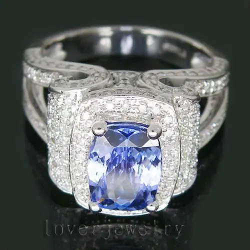 Платина PT900 2.75Ct алмаз натуральный Танзанит обручальное кольцо, платина 900 Dia Танзанит кольцо для продажи