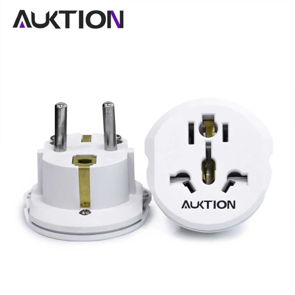 

AUKTION 16A Universal European Adapter EU Plugs 250V AC Office Travel Portable Charger Wall Power Plug Socket Converter Adapter
