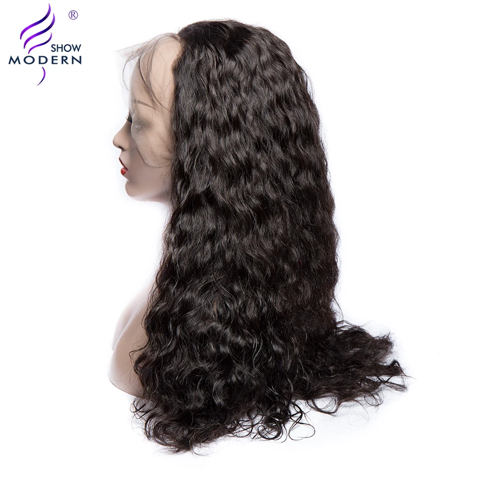 Современный шоу волос 360 Кружева Фронтальная человеческих волос парики для Для женщин перуанская волна парик Волосы remy предварительно