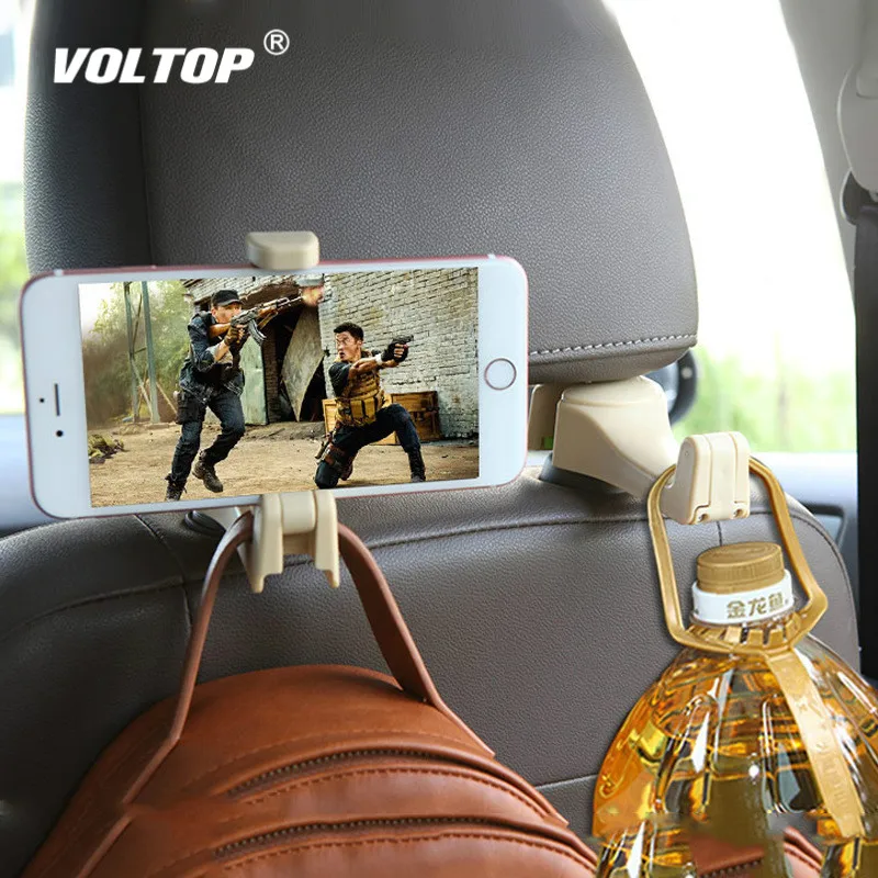 

Car Headrest Hooks Multi-function Ornaments Seat Back Hook Phone Mount Holder Fastener Seat Back Hanger Clips for Bag Handbag