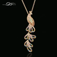 Роскошная кристаллическая винтажная Длинная цепочка с павлином, ожерелья и кулоны, розовое золото, модное ювелирное изделие для женщин, Colar DFN296
