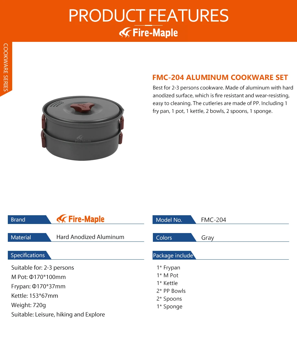 Fire Maple 2-3 человека набор Be Cocina кастрюля для кемпинга Столовые приборы с чайником Panelas для приготовления пищи в походе кухонная посуда для пикника FMC-204