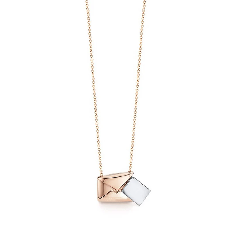 

SHINETUNG Original 100% S925 Sterling Silver Necklace Envelope Pendant Trendy Necklace Women Logo Fine High-End Jewelry