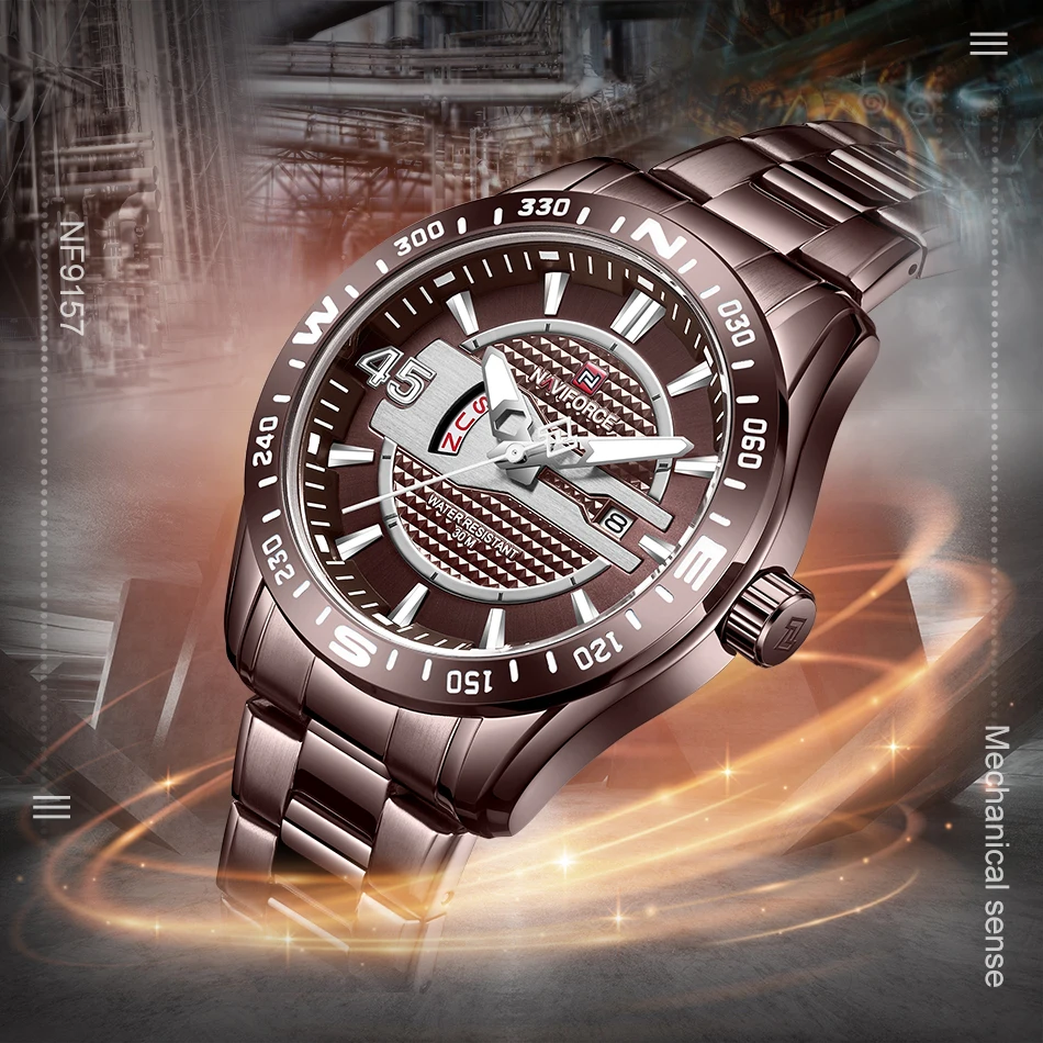 NAVIFORCE Роскошные Брендовые Часы для мужчин s спортивные часы полностью Стальные кварцевые часы для мужчин Дата водонепроницаемые деловые часы для мужчин relogio masculino