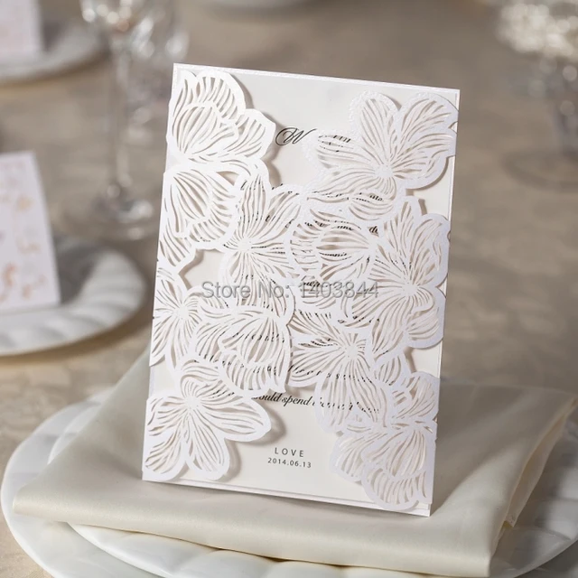 Elegant Wedding Invitation Card With Laser Cut Leaves Lined Elegant Wedding Invitation Card With Laser Cut Leaves Lined Envelope Wm206