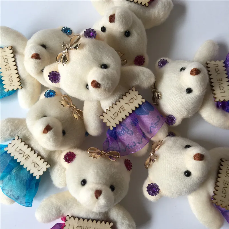 11cm 2pcs Small Romantic Bear Plush Toys Letters I Love You Bear Dolls Brinquedos DIY Flower Bouquet Decor Valentines' Gift  (25)
