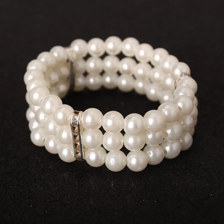 

New Japan and South Korea three pearl flashing multi - layer elastic bracelet