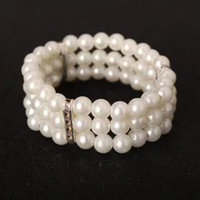 New Japan and South Korea three pearl flashing multi - layer elastic bracelet New Japan and South Korea three pearl flashing multi - layer elastic bracelet