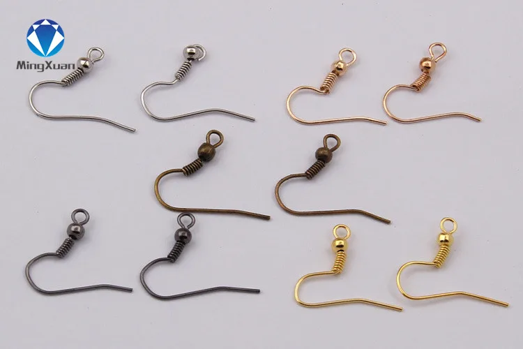 200pcs Moda Bola de Alambre de oreja Ganchos Fornituras de pendientes 3 Colores