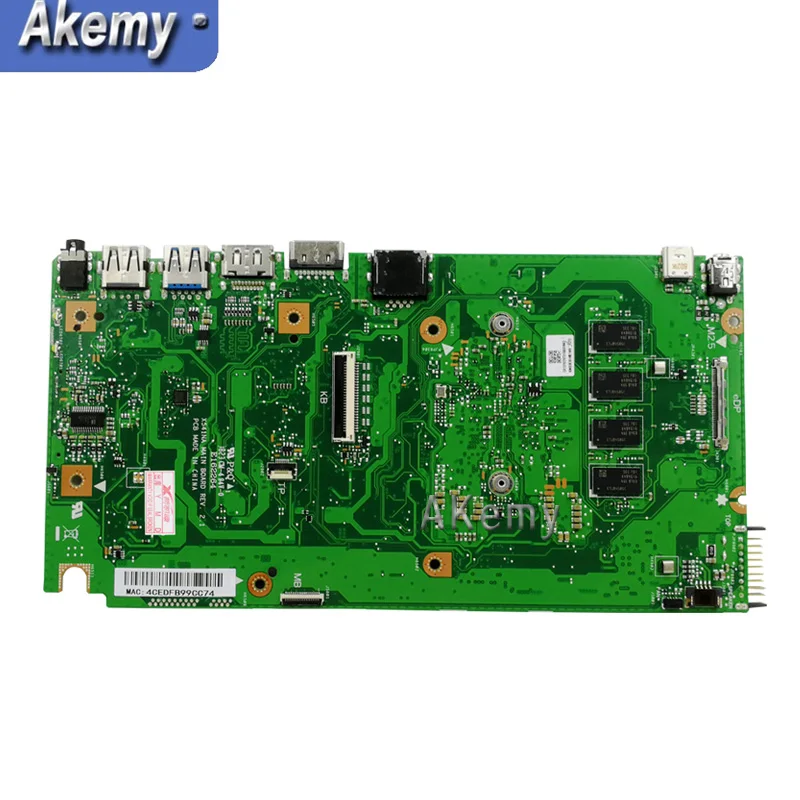 X541NA اللوحة الأم ل ASUS X541NA اللوحة المحمول X541N اللوحة اختبار 100% موافق N3450 CPU 4 النوى 4 GB RAM