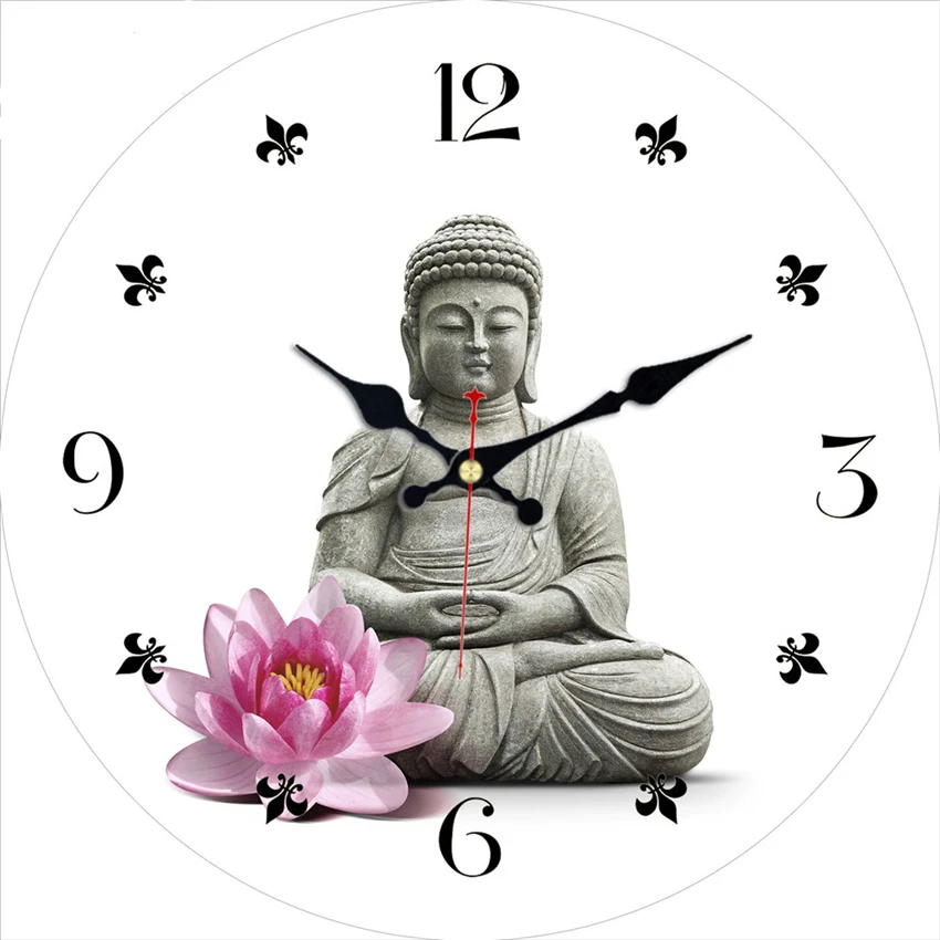 

3 Patterns Buddha Design Clock Creative Modern Silent Living Room Decor Home Decor Watches Large Wall Clock No Ticking Sound