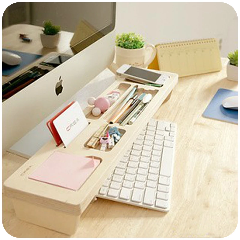 Fashion Wooden Desktop Organizer Keyboard Storage Box Personalized Office Sundries/Stationery Desk Organizer
