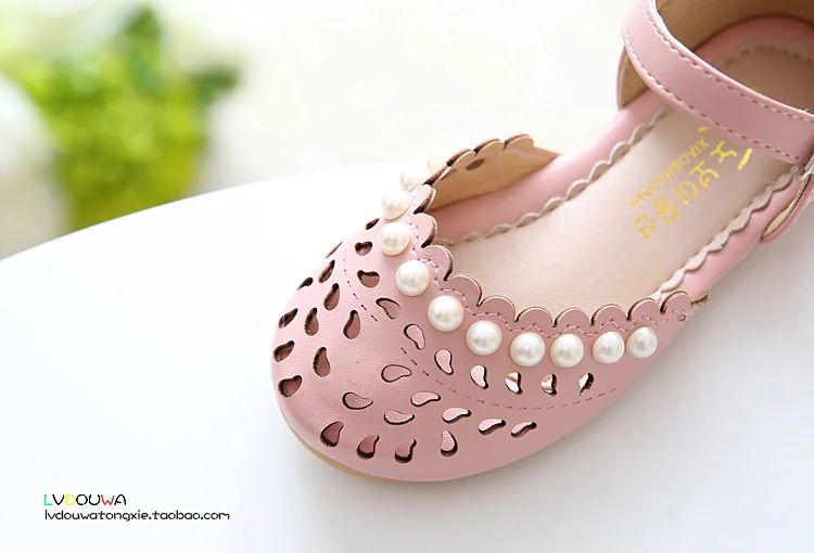 Новые летние корейские открытые сандалии для девочек; обувь для малышей; детская обувь из искусственной кожи с бусинами; singleshoes LT1116