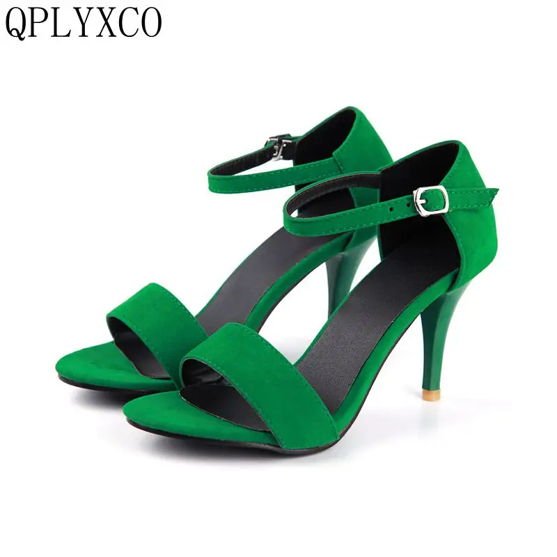 

QPLYXCO 2017 New sale Big Small Size 30-47 Peep Toe Ankle Strap Thin High Heels Sandals Platform Ladies Shoes Women Sandal 33-2