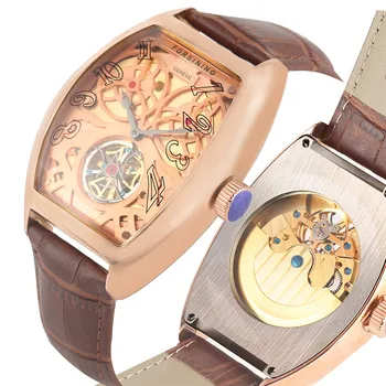 

Chic Rectangle Automatic Mechanical Watches Self Wind For Men Unique Design Dial Fashion Tourbillon Mechanical Wristwatches