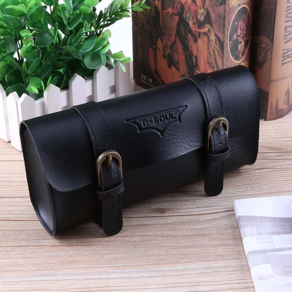 Vintage Brown//Black Bicycle Bike PU Leather Tail Bag Saddle Bag Back Seat bag