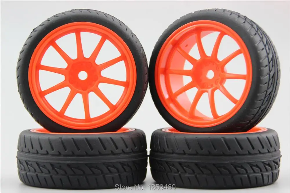 4pcs RC 1/10 Soft Rubber Touring Car Tire Tyre Wheel Rim W10S2NO 4mm